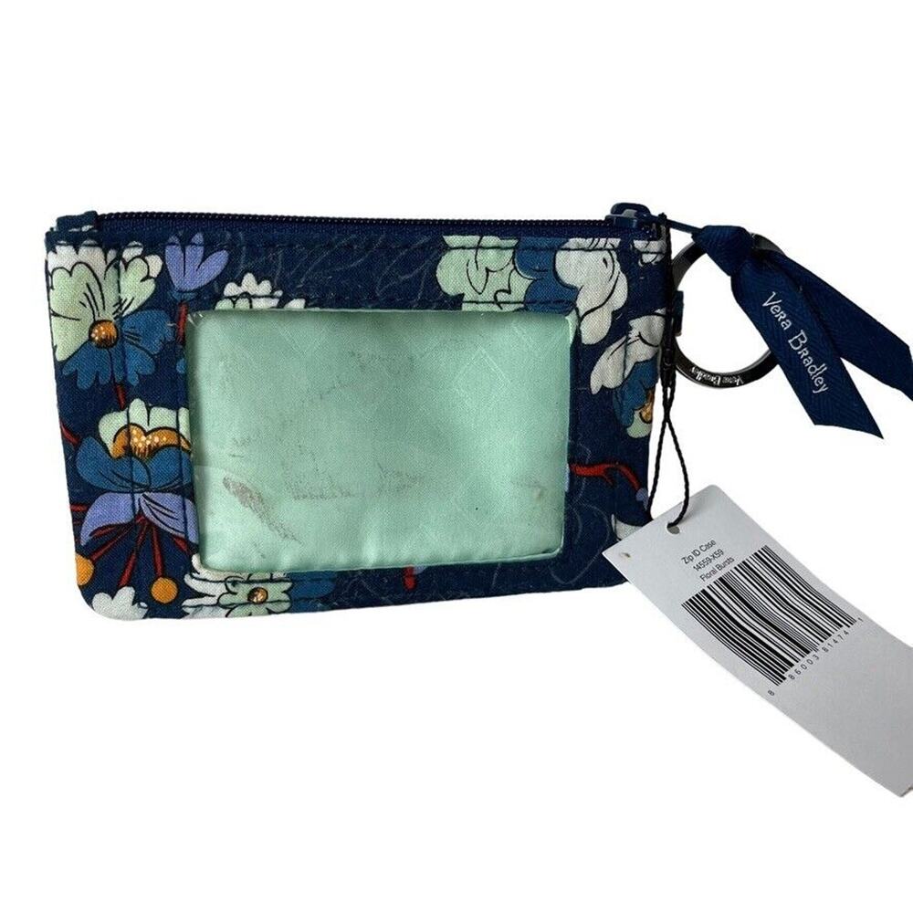 Vera Bradley Floral Bursts ID Holder Lanyard Zip Case Coin Purse Small Pouch
